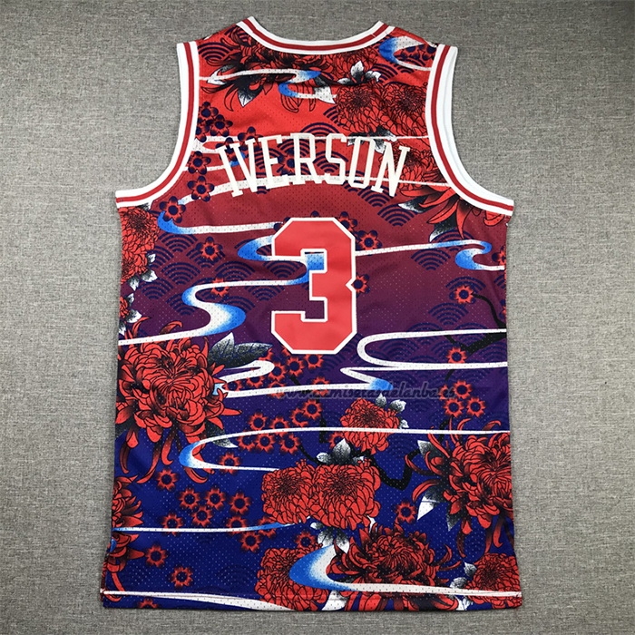 Camiseta Philadelphia 76ers Allen Iverson NO 3 Mitchell & Ness Lunar New Year Rojo